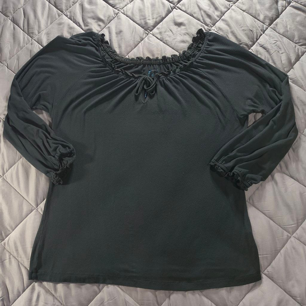 (L) Women's Ashley Judd Black Long Sleeve Top